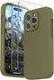 SURPHY iPhone 14 Pro Max Case with Screen Protector, Liquid Silicone, Khaki Green, Soft Microfiber Lining