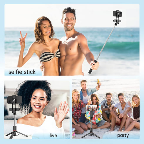 Stable Selfie Stick Tripod with Fill Light, 44 Inch Extendable Selfie Stick with Wireless Remote and Tripod Stand 360