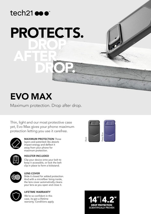 tech21 Evo Max Phone Case Cover for Apple iPhone Xs Max in Black