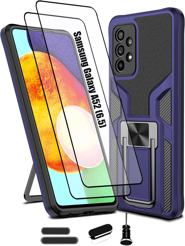 LMDAMZ Heavy Duty Military Grade Shockproof Kickstand Case for Samsung Galaxy A52(5G) (Blue), Double Protection (TPU+PC)