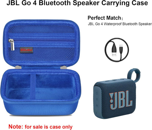 Carrying Case for JBL Go 3 / JBL Go 4, Waterproof Dustproof Speaker Storage Holder, Blue