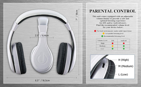 eKids Kids Headphones, Stereo Sound, 3.5mm Jack Cord, Wired Headphones for Kids, Tangle-Free, Volume Control, Over Ear