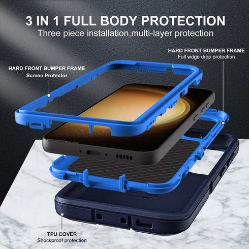 Military Grade Heavy Duty Case for Samsung Galaxy S23 Plus with 2Pcs [Self Healing Flexible TPU Screen Protector &