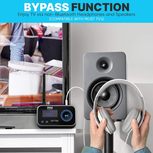 Pyle Wireless Bluetooth Transmitter Receiver, Audio Transmitting Box for TV Home Stereo, Bluetooth 5.0