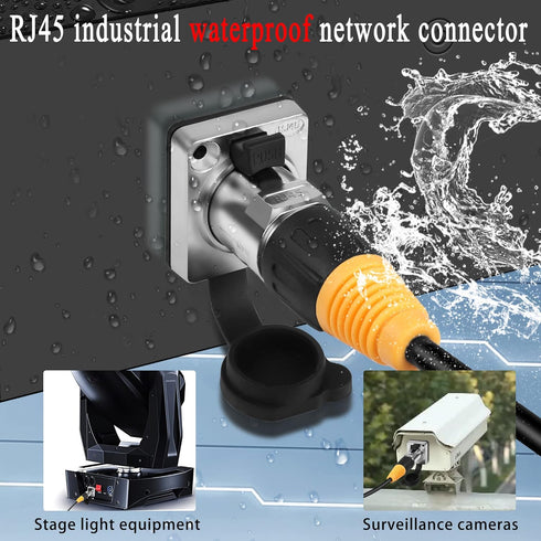 QIANRENON RJ45 Waterproof Network Connector, CAT6 Panel Mount Outdoor Waterproof Adapter, IP65