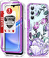 LeYi Dual Layer Cute Flower Pattern Case for Samsung Galaxy A15-5G with Glass Screen Protector, Rugged Shockproof -