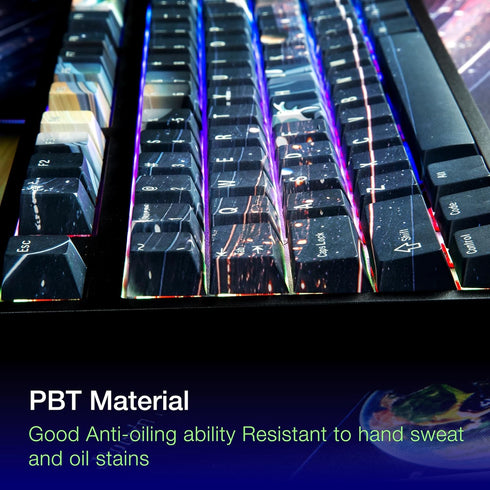 GUNMJO PBT Dye-Sublimation Astronaut Keycaps for Mechanical Keyboard, OEM Profile 61/87/104 Keys with Cherry Gateron MX