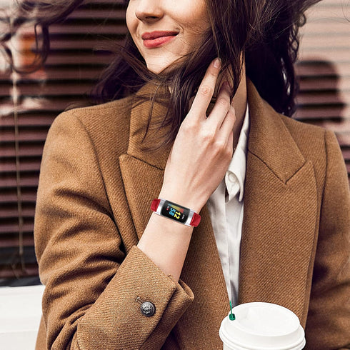 Leather Bands Compatible with Fitbit Charge 5/Charge 6, Adjustable Quick Release Replacement Strap for Women