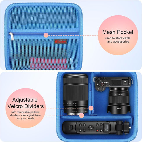 ZV-E10 ZVE10 Elonbo Carrying Case for Sony / II Mirrorless Camera, Portable Digital Camera Hard Travel Bag Storage