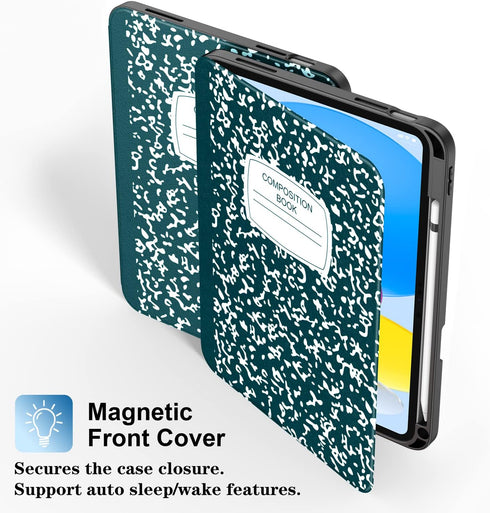 Supveco Case for iPad 10th Generation 10.9 Inch 2022 with Pencil Holder, Auto Wake/Sleep, Teal Folio Stand Case