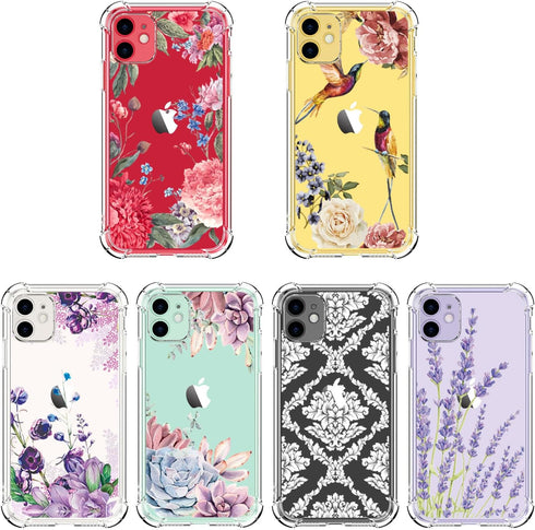 iPhone 11 Case with Screen Protector - Stylish Elegant Floral Design on Soft Clear TPU - Slim Fit Protective Phone Cover
