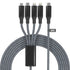 USB C to Multi 4 in 1 Long Charger Cable - Dual Lightning/Type C/Micro USB Connector, 2M/6Ft 6A PD Fast Long Charging