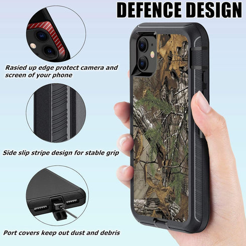 Compatible for iPhone 12/12 Pro Case with Screen Protector, 3-Layer Full Body Shockproof Rugged Camo Protective Case