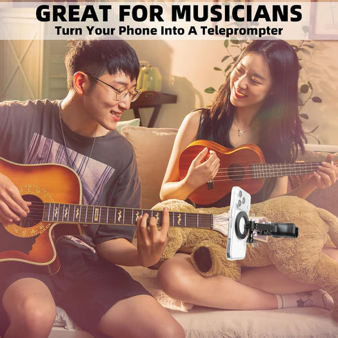 FPN 17 16 15 14 13 12 Magnetic Guitar Head Phone Holder Mount for Live Broadcast Video Recording, Cell Phone Clamp Clip