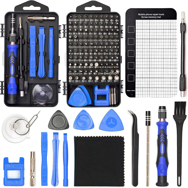 STREBITO 124-Piece Precision Magnetic Screwdriver Set, Electronics Tool Kit with 101 Bits for Computer, Laptop, Cell