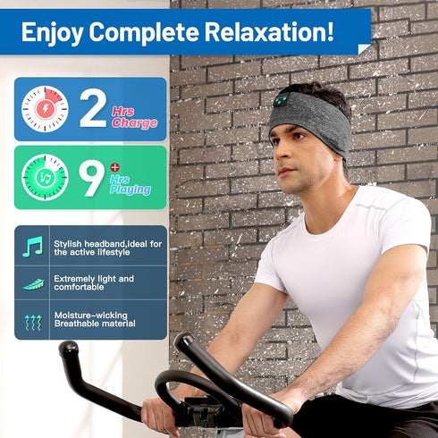 Perytong Sleep Headphones, Bluetooth Sports Headband with Ultra-Thin HD Stereo Speakers for Sleeping, Workout, and
