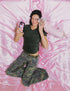 Wildflower Cases Dream Star Case for iPhone 15 Plus - Blue, Pink, White, Stars, Protective Black Bumper