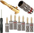 4 Pairs Banana Plugs (8 pcs: 4 White/4 Red), 24K Gold Plated Speaker Plug Connectors for Home Theater
