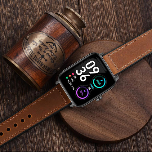Lamshaw 22mm Leather Silicone Replacement Smartwatch Strap, Compatible for IDW13, IDW16, IDW19, TOOBUR, and More