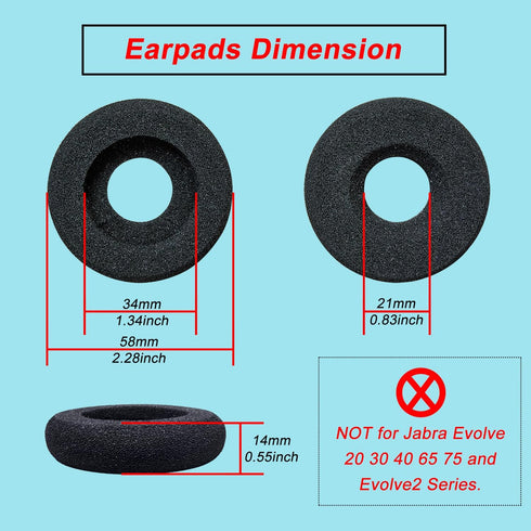 Ear Pads for Jabra Headset, Foam Ear Cushions Replacement Headphone Covers for Jabra PRO 920 930 9470 9400BS GN2000 Biz