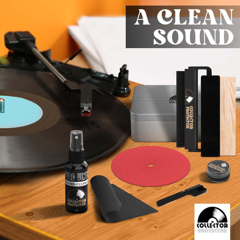 Vinyl Record Cleaning Kit, Includes Soft Velvet & Carbon Fiber Brush, Cleaning Solution, and Microfiber Cloth