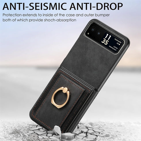 Asuwish Motorola Razr 2023 Case, Card Slot Magnetic Back Case with Ring Holder, Kickstand for Razr 40 Gen 3