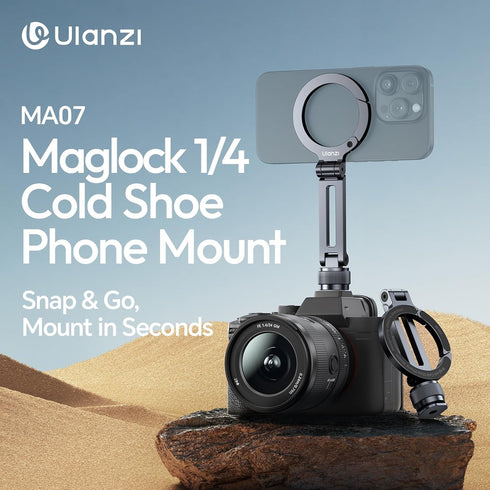 ULANZI MA07 1/4" 17/16/15/14/13/12 Magnetic Phone Tripod Mount for Magsafe, Aluminum Camera Phone Mount with Screw