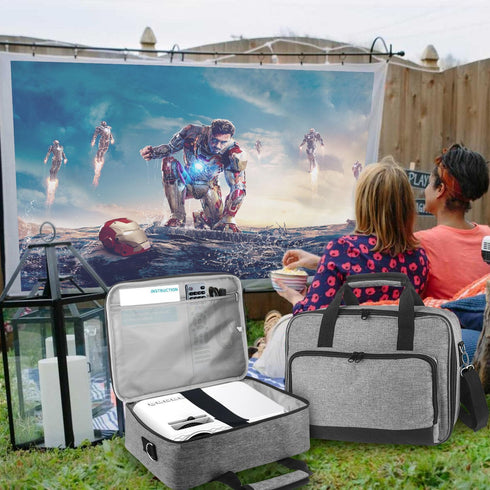Grekos Projector Carrying Bag, Projector Carrying Case for Accessories, Portable Carrying Bag with Laptop Compartment