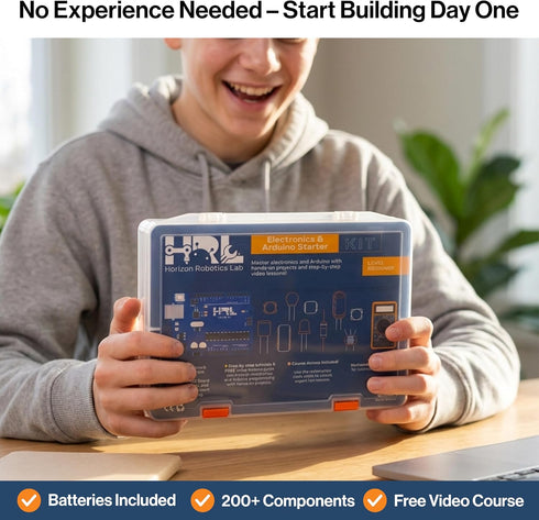 Horizon Robotics Lab Horizon Uno Electronics Starter Kit with Video Lessons Arduino-Compatible Board, Sensors, LEDs