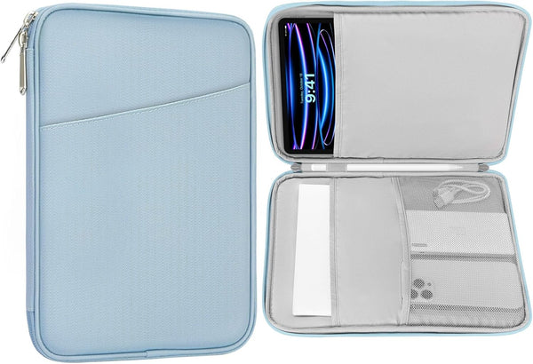 MoKo 12.9 Inch Waterproof Tablet Sleeve Bag, Compatible with iPad Pro M4 & Air M2 2024, Misty Blue