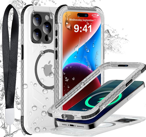 iPhone 15 Pro Waterproof Case, IP68 Underwater with Built-in Screen Protector, 360 Full Body Compatible with MagSafe,