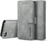 UEEBAI Luxury PU Leather Wallet Flip Cover Case for iPhone SE 2022/7/8/SE 2020 - Grey, Magnetic Stand Folio Protection