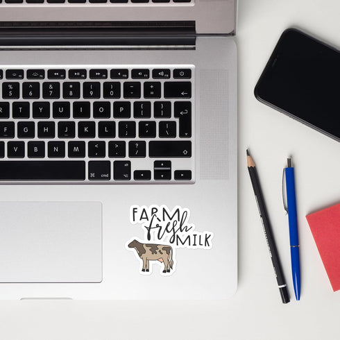 Generic FRMA04 (3 3 inches) Farm Fresh Milk Sticker Cute Cow Farm Vinyl Decal, Rustic Dairy Design for Laptop, Journal
