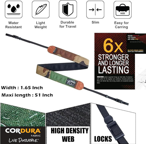Rough Enough Durable DSLR Camera Neck Strap for Canon, Nikon, Sony Photographers