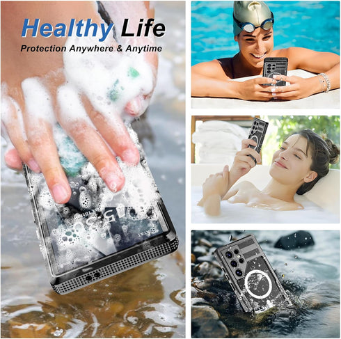Samsung Galaxy S24 Ultra Case, Black - Waterproof IP68, 12FT Military Shockproof, Built-in Screen & Lens Protector.