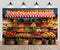 CHNYWORK 8x8ft Farmers Market Fruit Stall Photography Backdrop Red White Checkered Awning Fresh