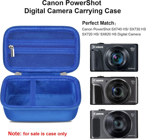 Carrying Case for Canon PowerShot SX740/SX730/SX720/SX620, Travel Storage Cover Bag with Mesh Pocket - Blue