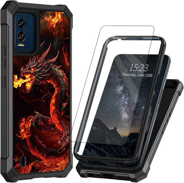 Shop Blu View Speed 5G Phone Case with Screen Protector, Dual Layer Shockproof TPU Bumper, Cool Red Dragon Design.