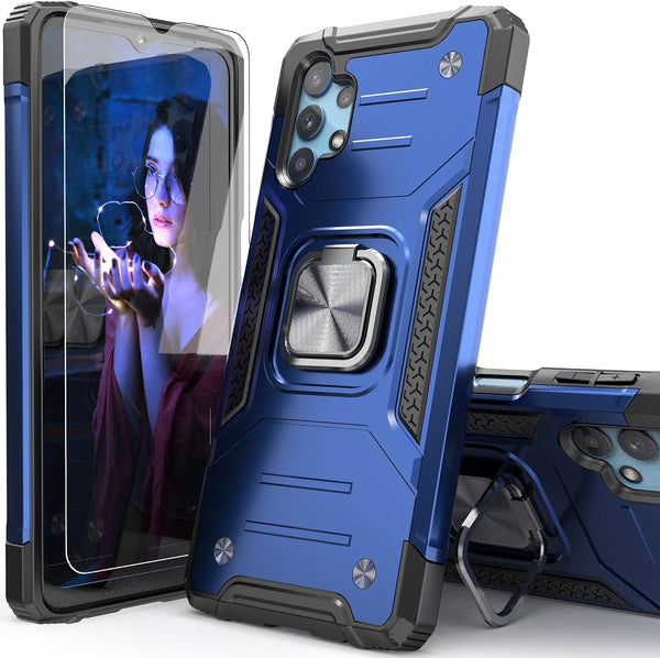 Galaxy A32 5G Case with Screen Protector, Shockproof Slim Fit Case with Car Mount Kickstand, Lightweight Protective