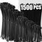 XINGO Black Cable Zip Ties, 1500 Pack Assorted Sizes 4+6+8+10+12 Inch, UV Resistant Nylon