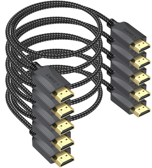 Short HDMI Cables 1 Ft, 5-Pack Thin 4K HDMI Cables Braided- High