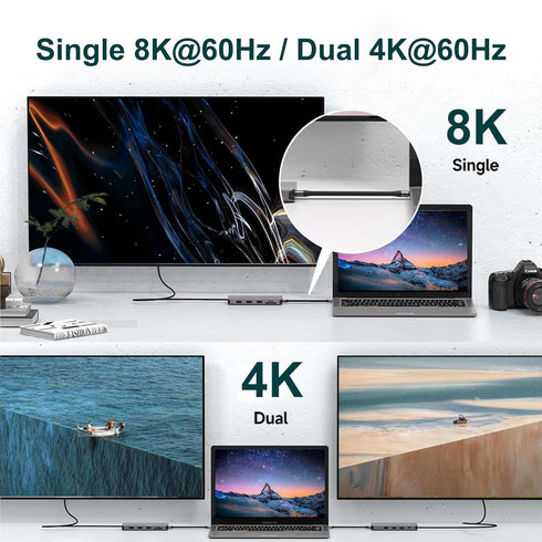 2-Packs Short USB C Cable, (5inch) Thunderbolt 4 USB 4 Cable with 40Gbps Data Transfer 240W PD Fast Charging 8K@60Hz