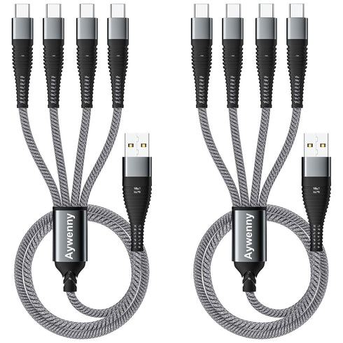 USB Type C QC3.0 Fast Charging 4-in-1 Multi USB C Splitter Cable for iPhone 15 Pro Max, Samsung Galaxy S24