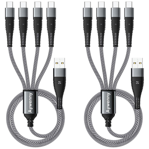 USB Type C QC3.0 Fast Charging 4-in-1 Multi USB C Splitter Cable for iPhone 15 Pro Max, Samsung Galaxy S24
