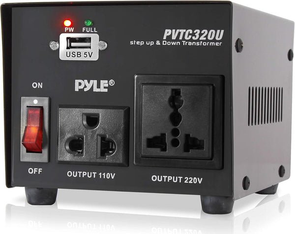 Pyle Step Up and Down Converter - 500 Watt Voltage Transformer with USB Charging Port