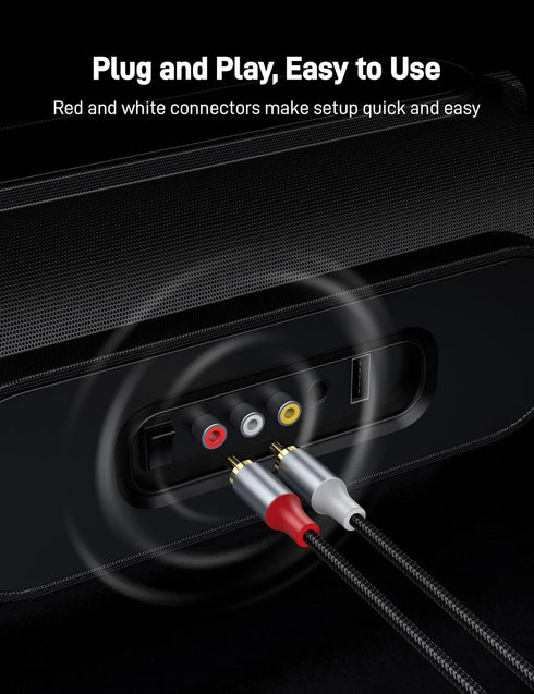 2RCA 3.3FT, 2RCA 2RCA Audio Cable Male to Male Stereo Audio RCA Cables, Dual Shielded Hi-Fi Stereo Cord with Gold
