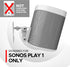 Play 1 Wall Mount, White, Compatible with Sonos Play:1 Only, Adjustable Swivel & Tilt Mechanism, Mounting Bracket Includes All Fixings