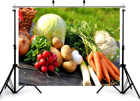 KeyWork 10x10ft Fresh Vegetable Backdrop Assorted Produce Photography Background for Party Farm to Table Themed