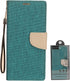 Denim Fabric Wallet Phone Case for LG K51, LG Reflect (LM-K500) - CT5 Gray/Navy Blue