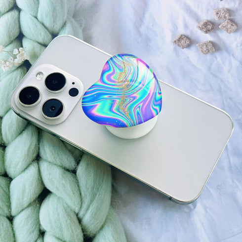 Luhoit LSF6D Expandiing Cell Phone Grip Heart Shape Glass Finger Holder for Smartphones, Cellphone Collapsible Stand